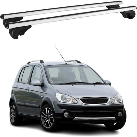 OMAC Aluminium Dachträger Querträger für Hyundai Getz 2002-2011 – TÜV / DIN 75302:2019 – Abschließbar – Max. 75 kg – 2 Stangen Silber (1/5)