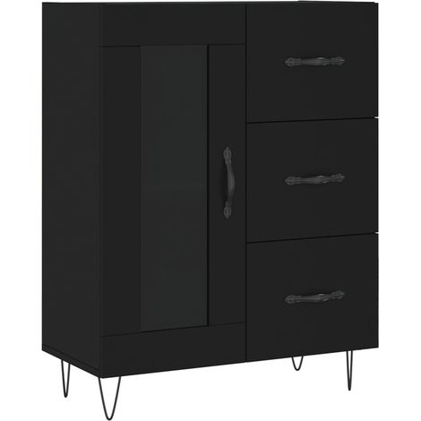Credenza buffet cassettiera mobile contenitore organizer cucina soggiorno soggiorno 69,5 x 34 x 90 cm multistrato nero 020036074