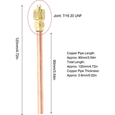 Ortviai Valve de climatisation à clapet simple en cuivre, 5 pièces, filetage 7/16-20 UNF, pour circuits frigorifiques R22/R12 (1/4)