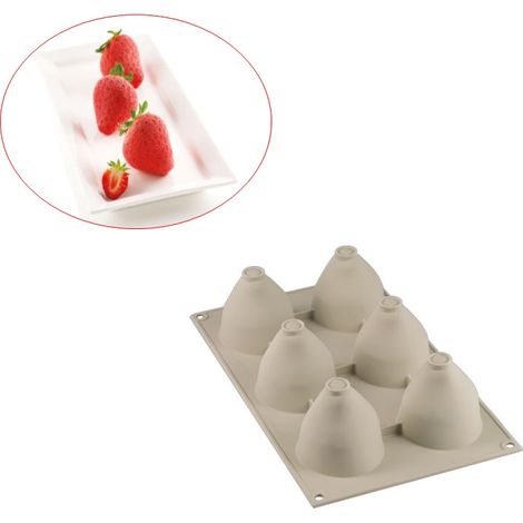 Stampo multiporzione 6 Fragole e Panna 3D silicone Silikomart (1/4)