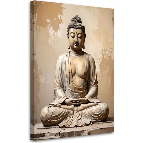Tableau déco Bouddha Zen Spa sur fond beige 60x90 (1/4)