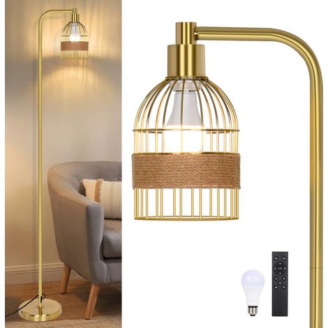 Lampadaire salon rotin,Déco ferme rustique,3 couleurs,gradation10 100 %,interrupteur pied & télécommande,ampoule LED,pour chambre (1/5)