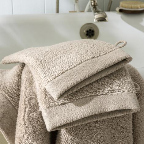 Lot de 2 gants de toilette "Softy" 15 x 21 cm / 100 % coton Zero Twist – 600 g/m² - Softy Naturel - - Softy Naturel - Lot de 2 Gants de toilette 15 x 21 cm (1/3)