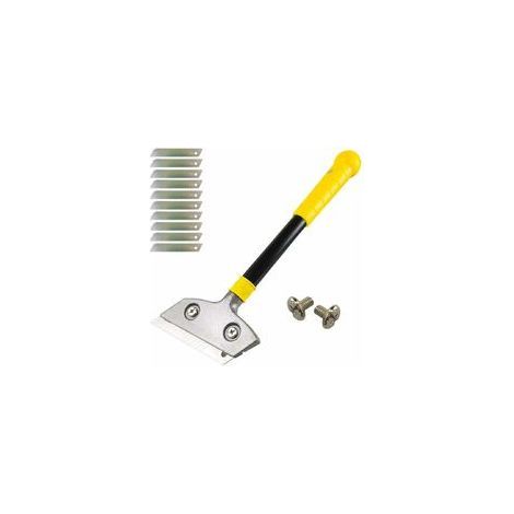 Plattenschaber mit 10 Metallklingen, robuster Schaber, Universalschaber für Fenster, Glaskeramik, Induktionsherd, Auto, Spiegel, Aufkleber, Reinigung (mit Schrauben) (1/5)