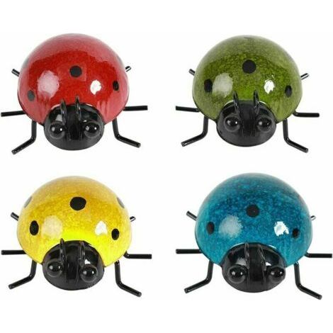 QORVA-Lot de 4 décorations de jardin en métal en forme de coccinelle (1/5)