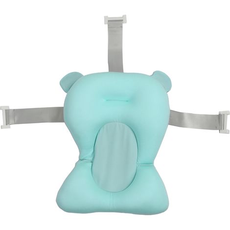 Siège de bain bébé avec matelas, coussin de bain pour nouveau-né et nourrisson, support de bain ergonomique, taille grande, bleu, plastique durable (1/5)