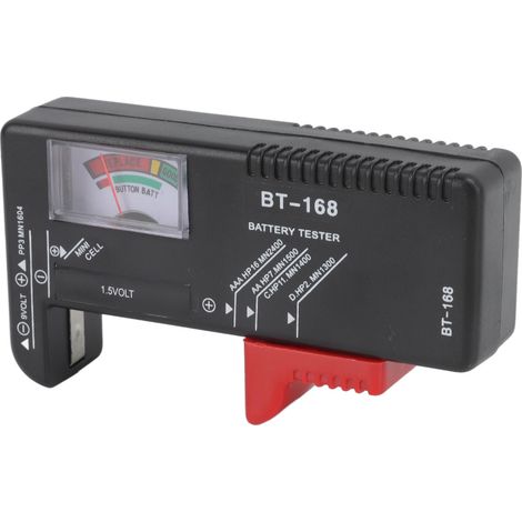Testeur de piles haute précision, format portable, utilisation facile, gain de temps, compatible avec les piles AA, AAA, DC, 9 V et 1,5 V (piles boutons).