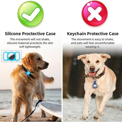 Lot de 2 étuis de protection en silicone pour traceurs AirTag, motif os creux, protection anti-perte pour animaux, vert, 6,5 x 3,5 cm (1/5)