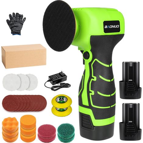 Perceuse Polisseuse sans Fil 2 Batteries 1 Chargeur – Mini Lustreuse Portable pour Voiture, Dérouillage, Ponçage, Travail du Bois – Outil Multifonction Lithium (1/2)
