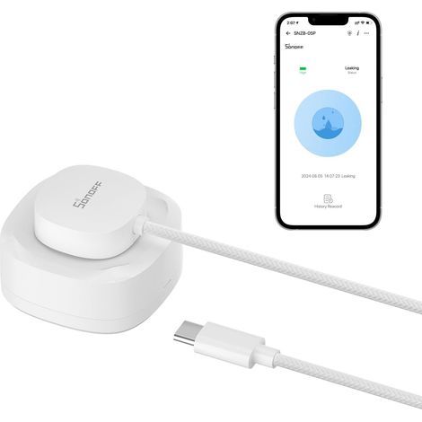 Détecteur de Fuite d'Eau ZigBee 3.0 avec Câble Adapté pour SONOFF SNZB-05P - Alarme Intelligente IP67 Cuisine Salle de Bain Sous-Sol Piles Incluses (1/5)
