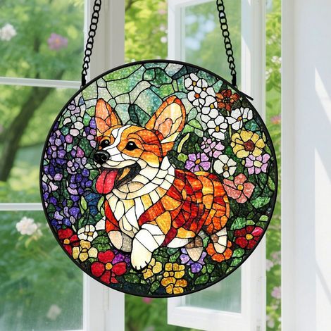 16cm Suspension en Vitrail Coloré, Attrape-Soleil Élégant Unique Minimaliste Artistique pour Porte, Cadeau Maman, Nana, Sœur (1/5)