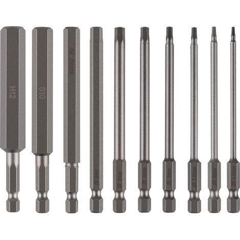 Lot de 10 Embouts de Vissage Hexagonaux BTR 100 mm 1/4" - Clé Allen 1,5 à 12 mm en Acier S2 Pour Perceuse Visseuse (1/5)