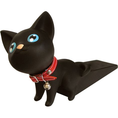 Butoir de Porte Cartoon - Chat Noir PVC - Anti-rebond sans Perçage pour Chambre, Cuisine, Salon (1/5)