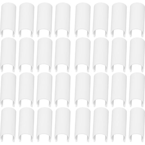 Lot de 32 attaches tubes de serre PVC polyvalentes réutilisables blanc grand 6 cm pour film toile ombrage bâche piscine (1/5)