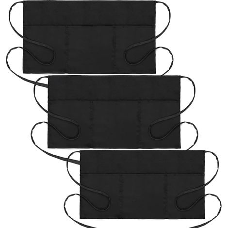 Jupes tablier de serveur résistant à l'eau et à l'huile pour femmes hommes - Noir - 3 pièces (1/5)