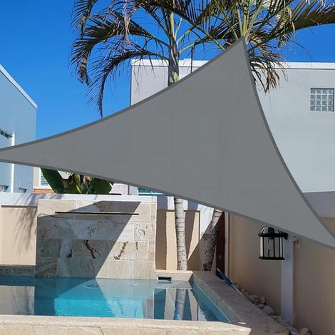 Voile d'ombrage Triangle 5x5x7m Respirant HDPE Toile Ombrage UV Protection pour Patio Balcon Jardin Terrasse Extérieur-Crème (1/5)