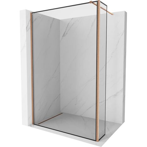 Mexen Kioto Walk-in Duschwand 100 x 40 cm, schwarzes Muster, gebürstetes Kupfer - 800-100-212-65-70-