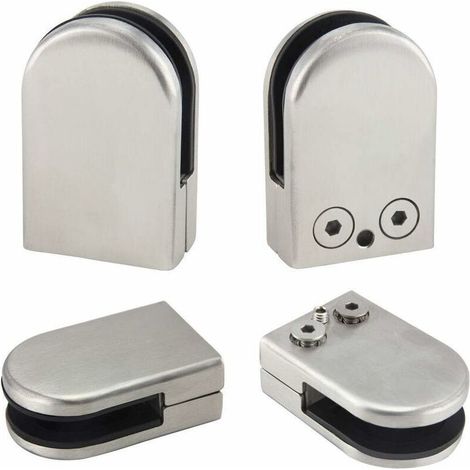 4 Stück Glasklemmhalterung, 6–8 mm, Edelstahl, Glasklemmen, verstellbare Glashalterungen, flache Rückseite, Verbindungsklemmhalterung für Balustraden, Treppen, Handläufe, Fenster, Silber (1/5)