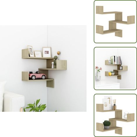 Wand-Eckregal Sonoma-Eiche 40x40x50 cm Holzwerkstoff - Eckregal - Wandregal - Holzregal - Deko Regal - Wohnzimmer Möbel (1/5)