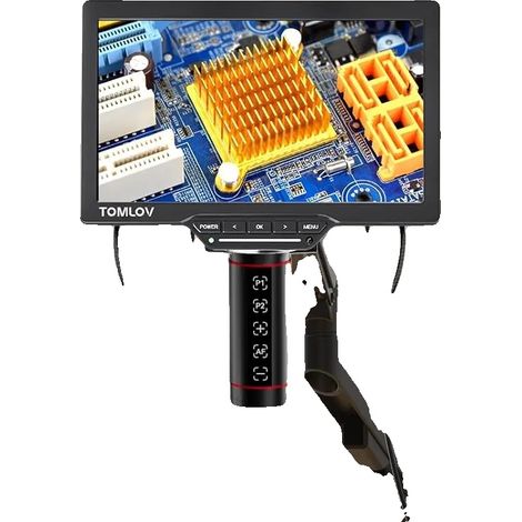 Microscopio digital, pantalla de 7 pulgadas, aumento de 1500X a 3000X, sensor de 38MP, enfoque automático, compatible con HDMI. (1/5)