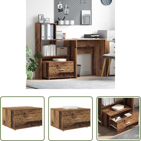 vidaXL Meuble moderne - Armoire à tiroirs avec roue Bois ancien 55 x 45 x 31 cm (1/5)