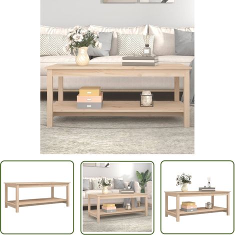 The Living Store Table basse 110x55x45 cm Bois massif de pin - Table Basse - Meuble Salon - Table D'appoint - Table Design - Table Bois (1/5)