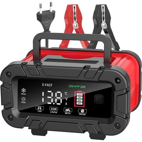 20A Chargeur de Batterie Voiture 12V/24V Auto Intelligent avec Écran LCD pour Voiture Moto Camion, LiFePO4, AGM, Gel, Wet (1/5)