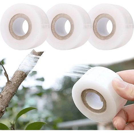 3 Stück transparentes Veredelungsband, selbstklebende Stretchfolie zur Pflanzenreparatur, ideal für Obstbäume, Tomaten, Blumen und Baumschulen, 200 m (1/5)
