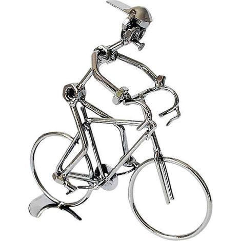 1. Figurine de cycliste en fer forgé artisanal, décoration vélo pour bureau ou maison, modèle original fait main. (1/4)