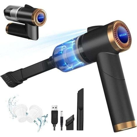Aspirateur Main sans Fil, 9000Pa 120W Mini Puissant 4000 mAh Rechargeable, avec Lampe LED Filtre USB Aspirateur de Table pour Maison Voiture Animal Domestique