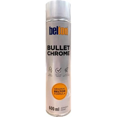 Bombe de peinture - Effet chrome brillant - Belton Bullet Chrome – 600 ml – Haute couvrance
