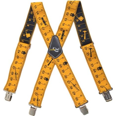 Bretelles robustes pour le travail, ceinture porte-outils avec clips résistants, sangles réglables en forme de X, confortables, pour hommes et femmes, ceinture porte-outils jaune. (1/4)