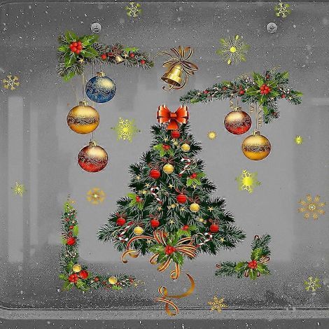 Stickers muraux de Noël pour fenêtres. sapin de Noël. décoration de fête et de maison (1/5)