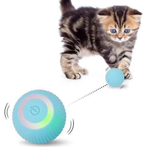Jouet interactif pour chat avec lumières LED, rotation automatique à 360°, jouet amusant pour chat (bleu) (1/5)