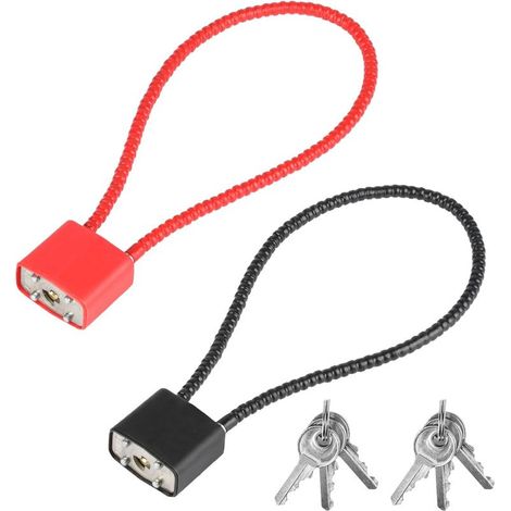 Set aus 2 Stahlseil-Vorhängeschlössern mit Schlüsseln und robustem Stahlseil mit langem Bügel, flexibles Kabel-Vorhängeschloss mit Schlüsseln für Mülltonnen, Fahrräder, Koffer, Tore, Spinde im Fitness (1/5)
