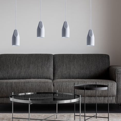 Paco Home Pendelleuchte Hängelampe Esszimmer Küchenlampe Hängend Esstischlampe Innen Weiß  Weiß,  Design I + Leuchtmittel ST64 Bernstein