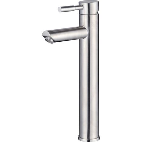Robinet de bassin froid simple, robinet monotrou en acier inoxydable pour lavabo de salle de bain, nickel brossé