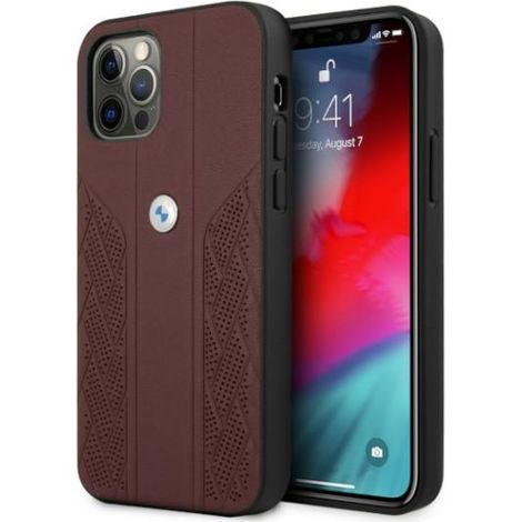 Funda BMW BMHCP12LRSPPR para iPhone 12 Pro Max 6.7 roja/roja rígida de cuero curvado perforado (1/5)
