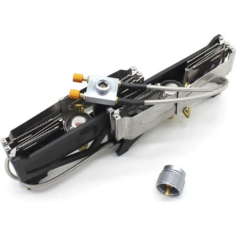 Réchaud de camping portable BRS BRS-32 à double brûleur pliable avec interrupteur individuel et vanne de commande. (1/5)
