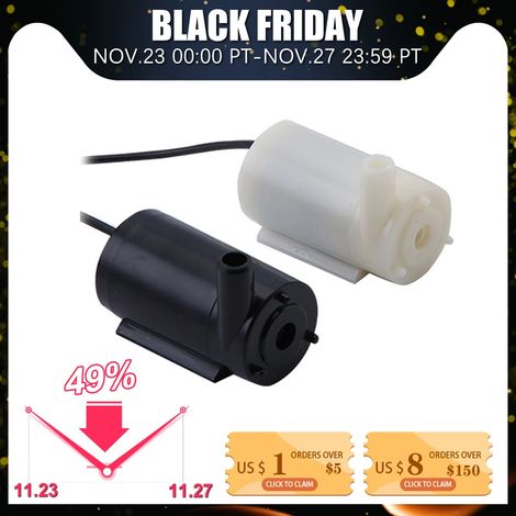 Mini pompe à eau submersible 2020, 5 V à 12 V CC, pour aquarium et fontaine, micro-pompe 3 L/min, pièces détachées incluses, noir et blanc, neuve.