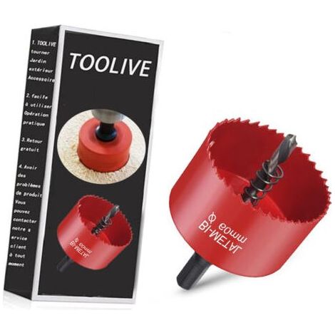 Scie Cloche Bi-métal, Scie Cloche Bois Ø60mm, Scie Trépan avec Adaptateur Hexagonal et Foret de Centrage, pour Percer Plastique, PVC, Bois, Panneaux Fibres, Métal Souple- (1/5)