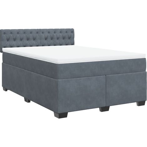 Maison Exclusive - Giroletto a Molle con Materasso Grigio Scuro 160x200 cm Velluto (1/5)