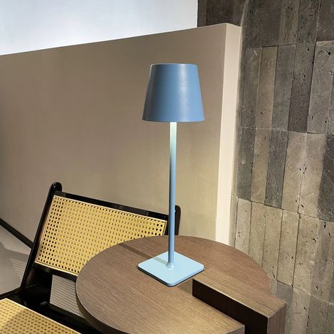 (Bleu) Lampe de bureau rechargeable USB, interrupteur tactile étanche, convient aux chambres, hôtels et restaurants. (1/3)