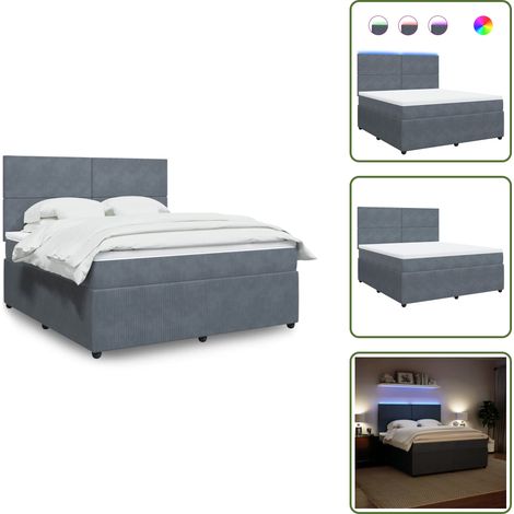 Sommier à lattes de lit et matelas Gris foncé 180x200cm Velours - Sommier À Lattes De Lit - Sommiers À Lattes De Lit - Lit - Meuble De Chambre À Coucher (1/5)