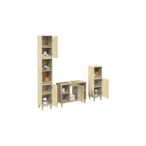 Ensemble de meubles de salle de bain 3 pcs chêne sonoma (1/5)