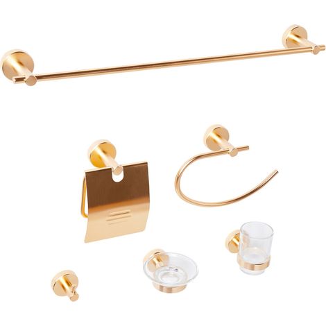 Badaccessoires Set 6-teilig ZARUMA mit Handtuchstangen und -haken Gold