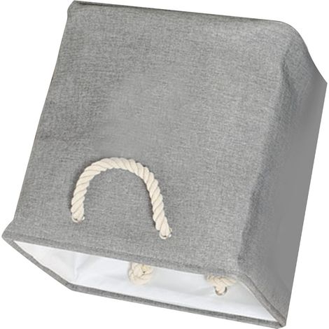 Panier à linge rigide en EVA, boîte de rangement simple en coton et lin, panier de rangement pour jouets dans une armoire, panier de rangement pour collations et autres articles, gris. (1/5)