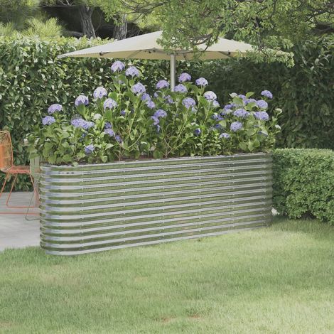 Lit surélevé de jardin Acier galvanisé Argenté vidaXL