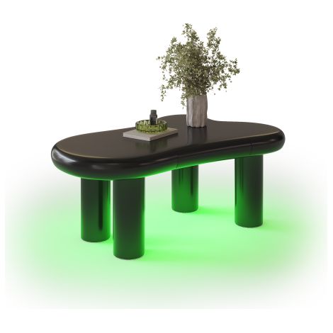 Table basse en MDF en forme de nuage avec éclairage LED 16 couleurs et tiroir – Table de salon moderne avec rangement