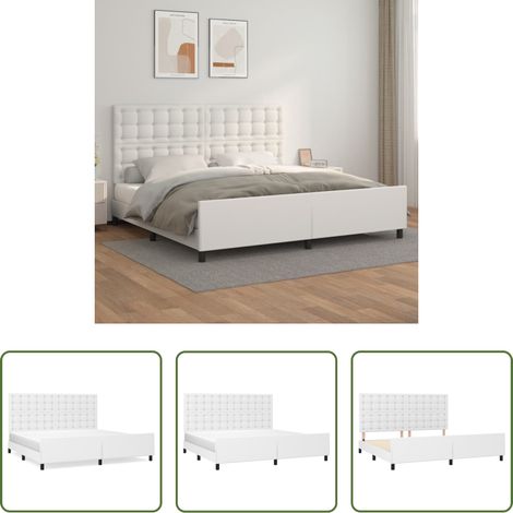 vidaXL Kunstlederbett -  Bettgestell mit Kopfteil Weiß 200x200 cm Kunstleder (1/5)